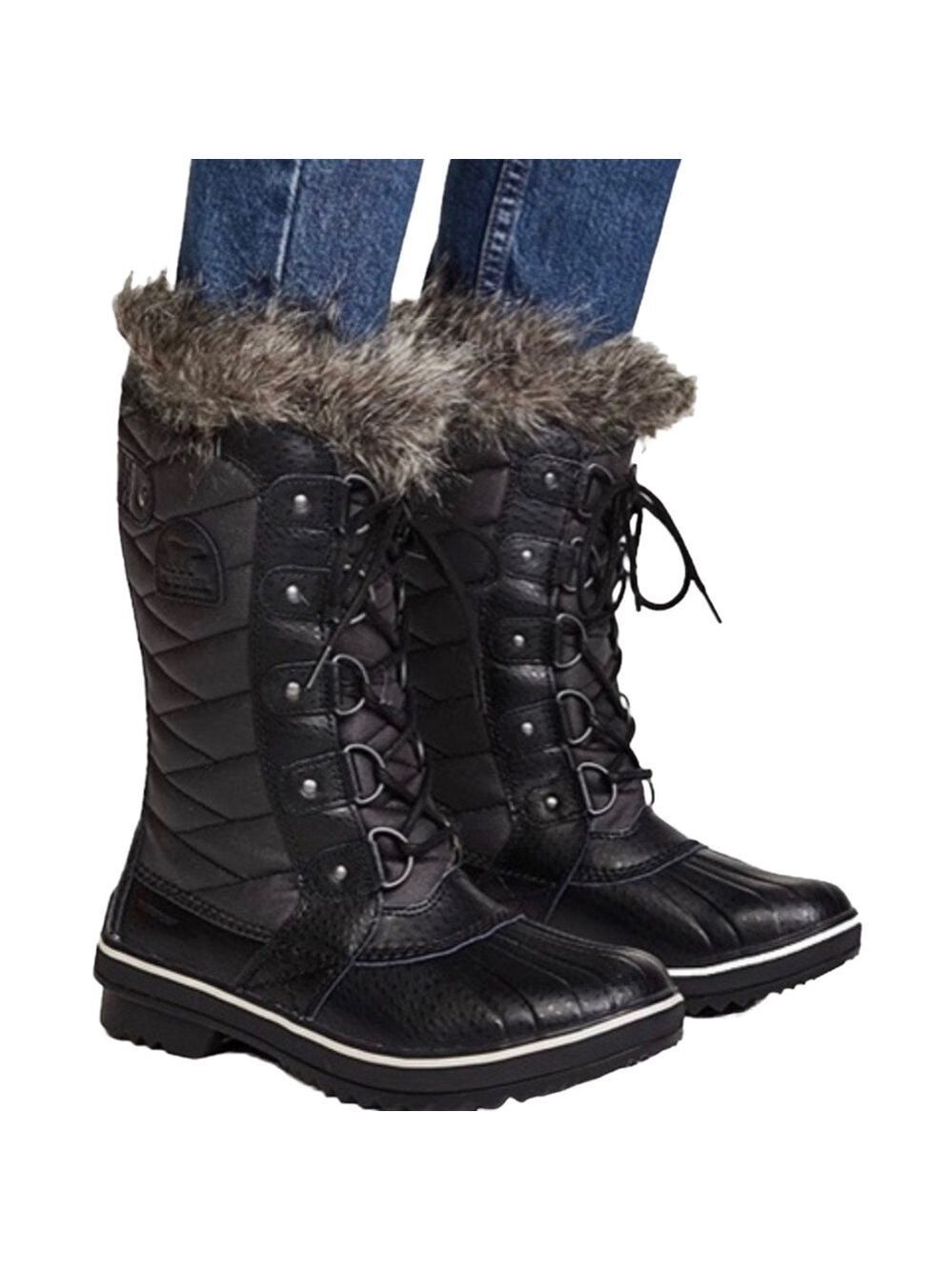 Sorel Tofino II Black Winter and Snow Boots with Faux Fur Lace Up Style Size 7